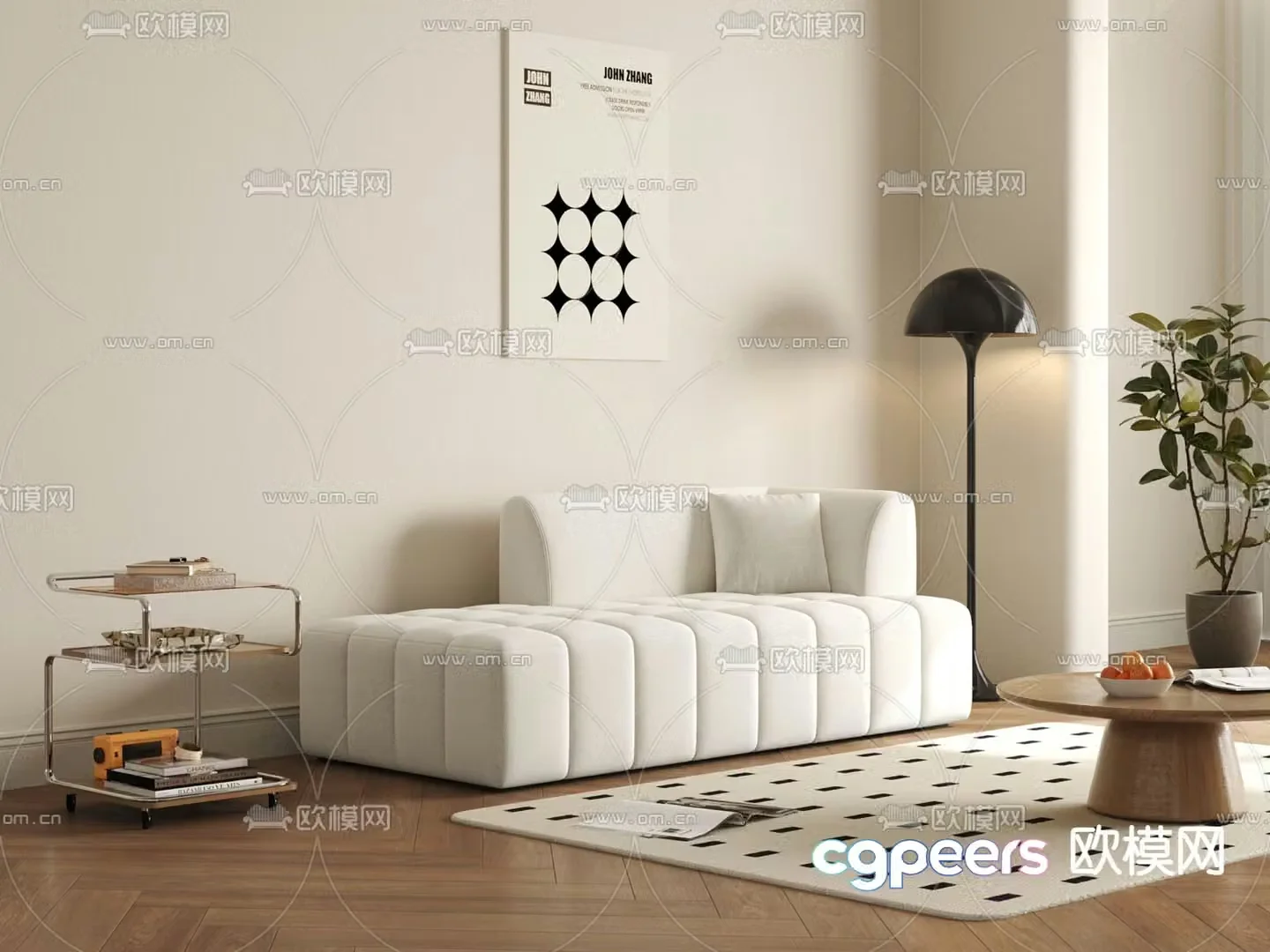 Modern velvet chaise longue 3d model