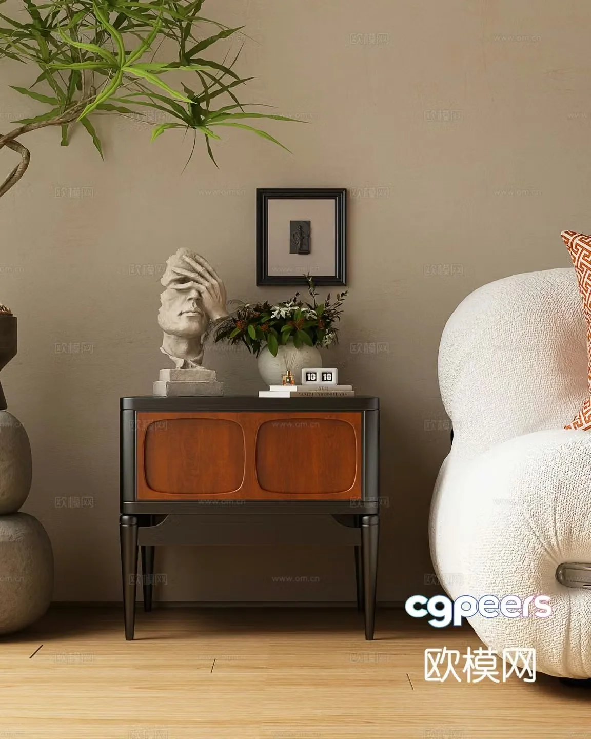 French bedside table 3d model
