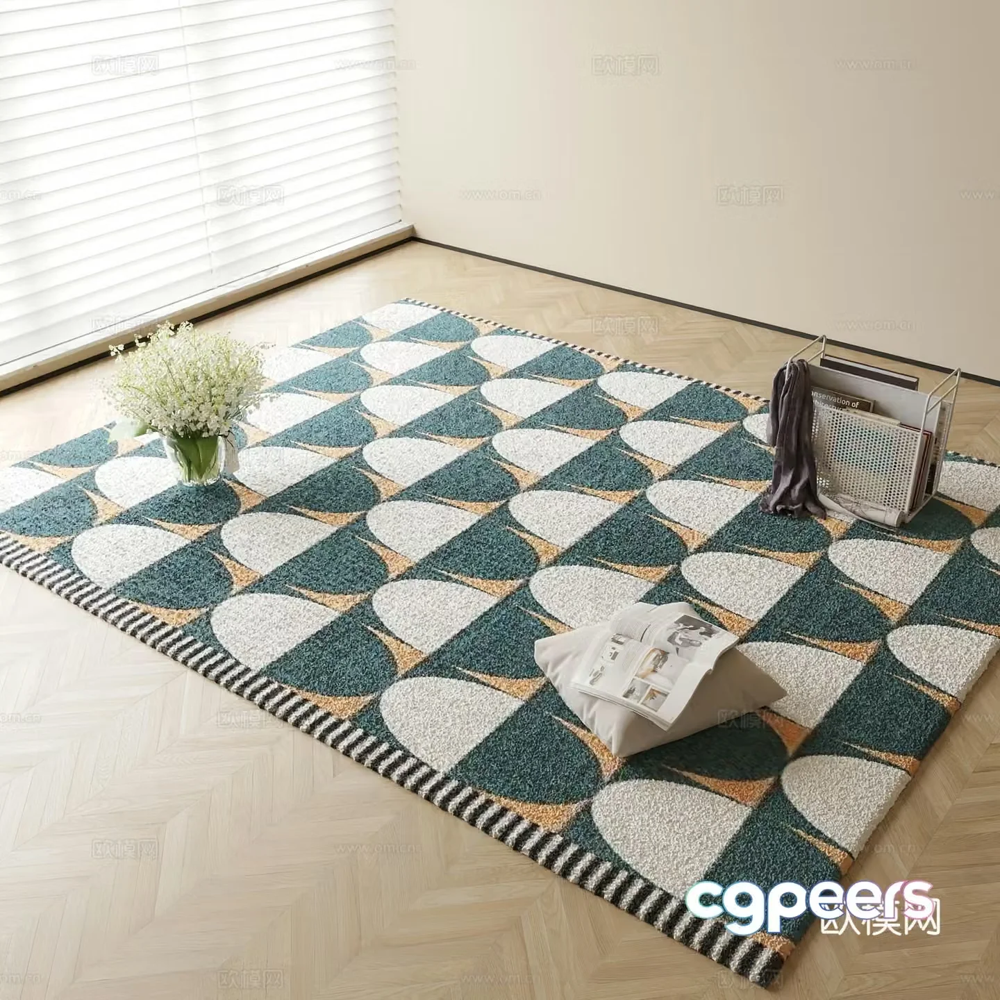 Modern carpet square rug 3d model