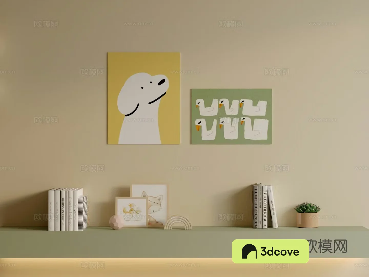 Modern cream style children’s room hanging painting