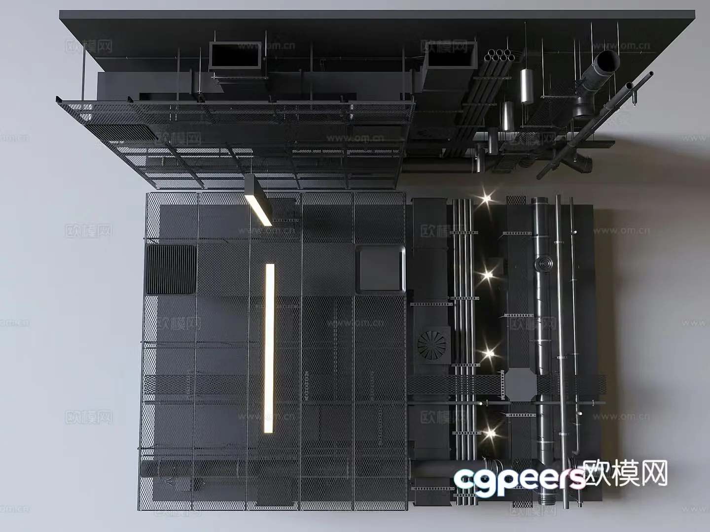 Industrial style ceiling pipe ceiling ceiling 3d model