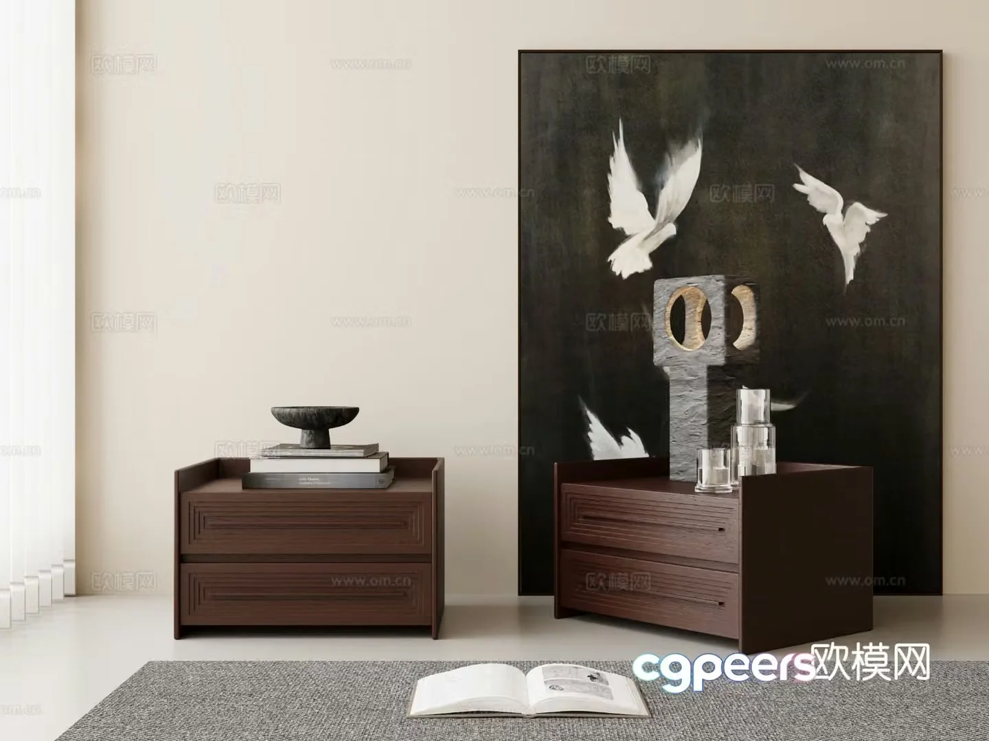 Medieval style bedside table 3d model
