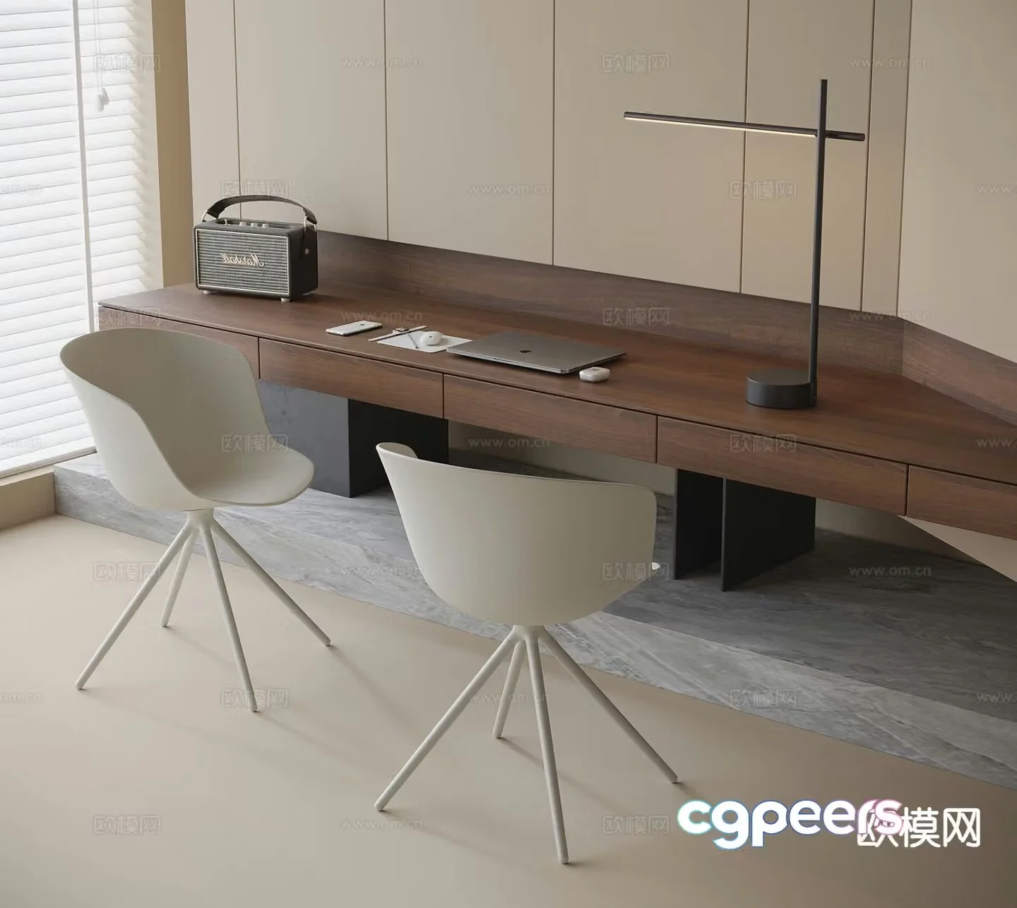 Italian desk desk 3d model
