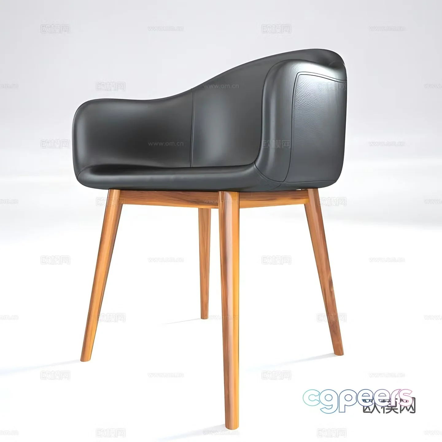 Modern leather chair dining chair 3D model
