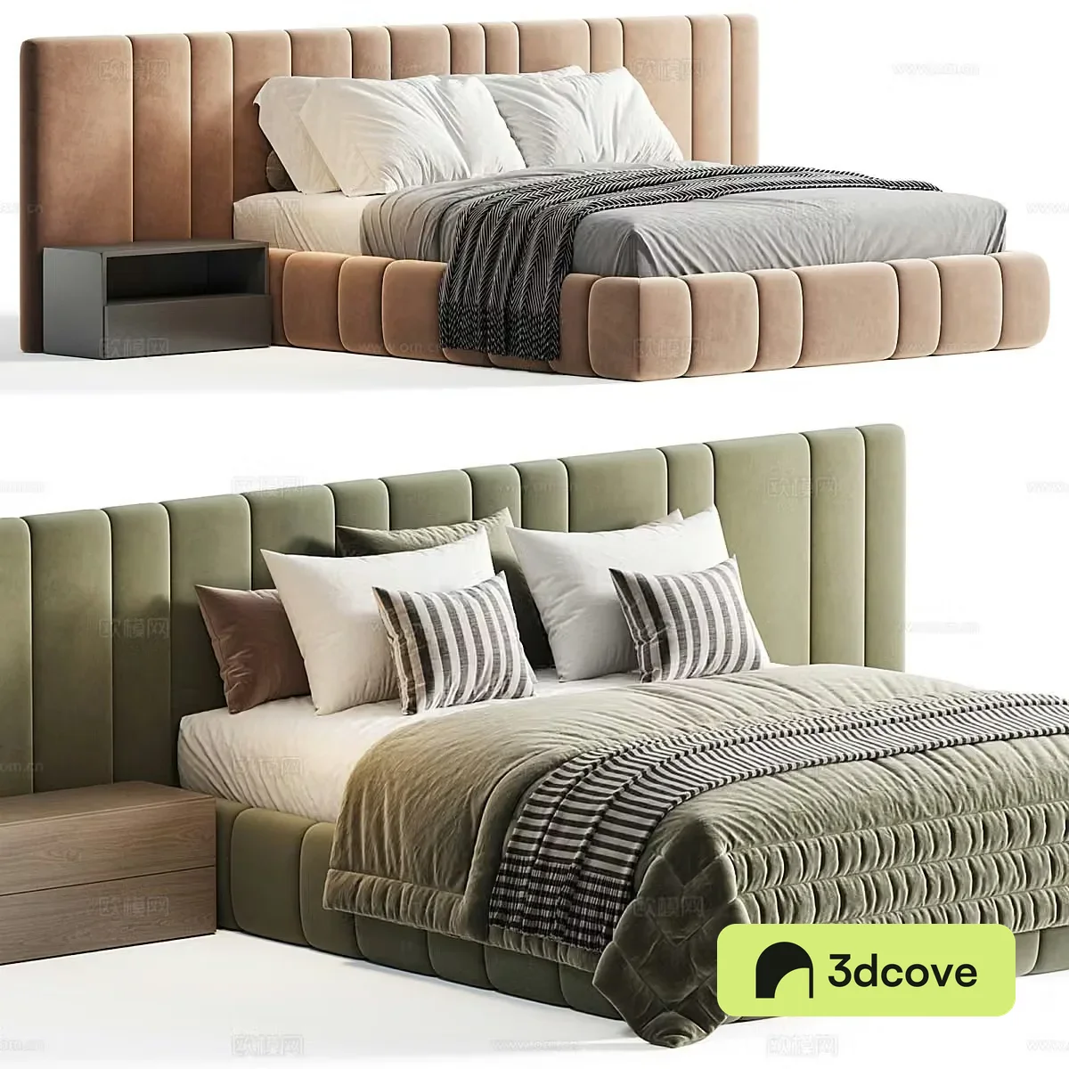 New Chinese style light luxury Gardini fabric double bed