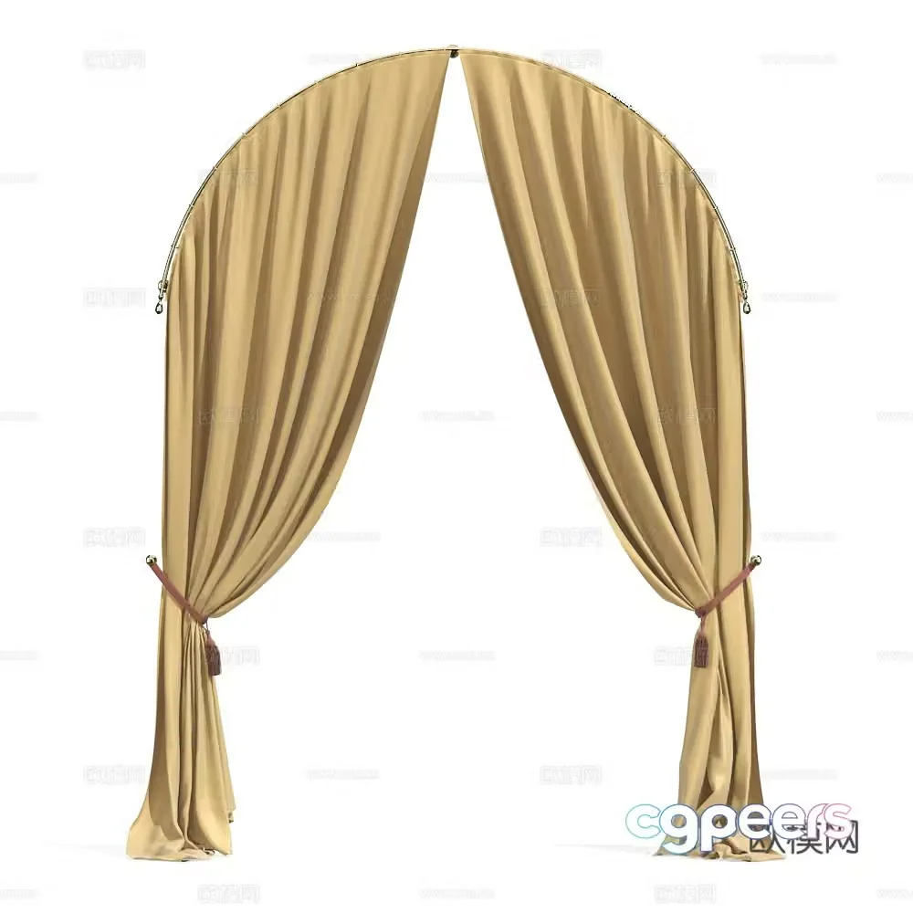 Modern light luxury semicircular fabric curtain 3D model