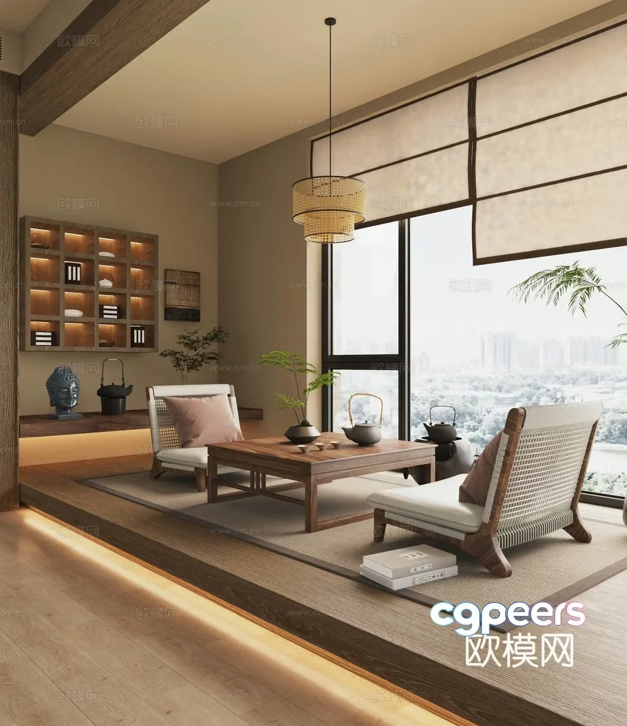 New Chinese-style tea room Tatami tea room Balcony tea room Chinese-style tea room 3D model