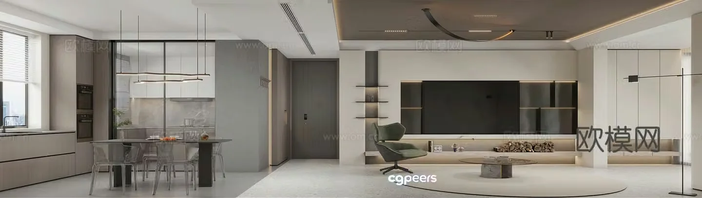 Modern living room sofa Bauhaus living room 3d model