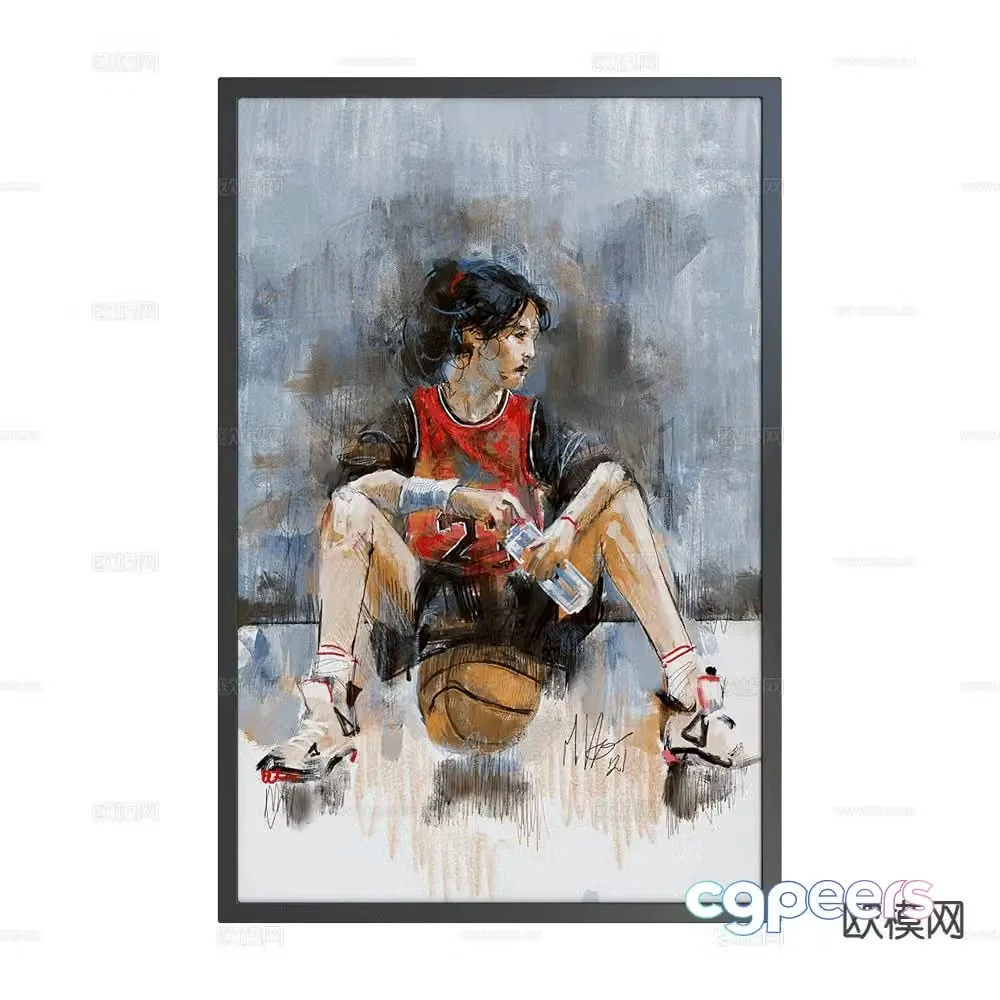 NC Design figure oil painting basketball player decorative painting 3d model