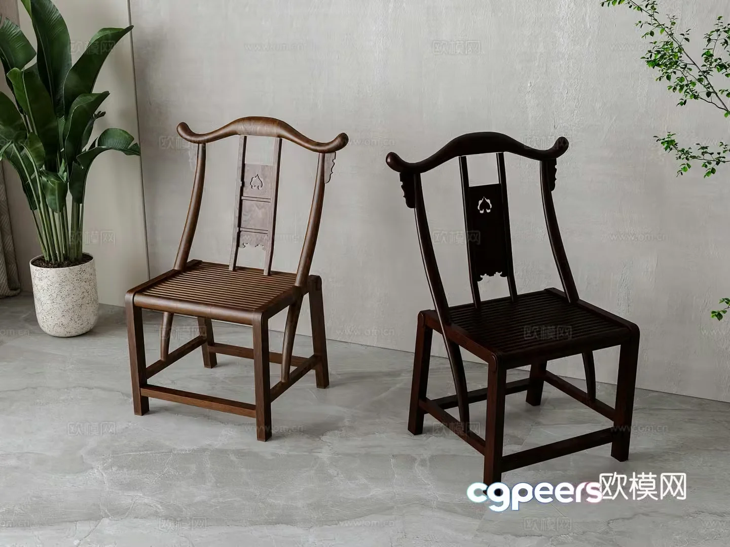 New Chinese style single chair leisure chair 3d model