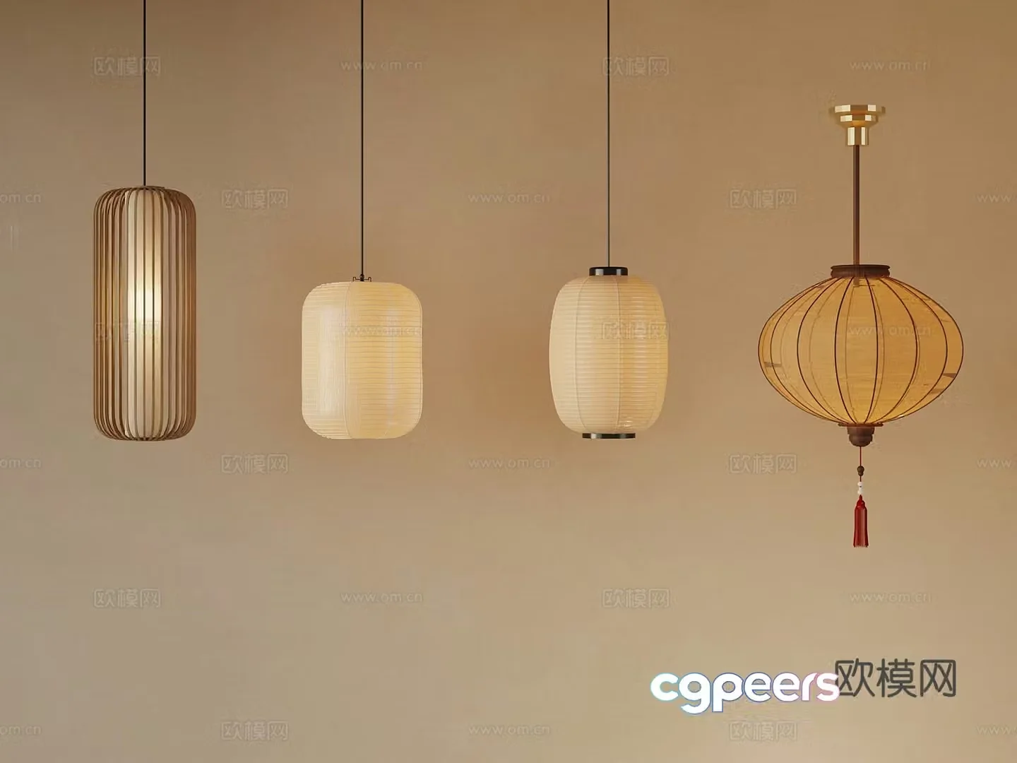 New Chinese style small chandelier lantern 3d model
