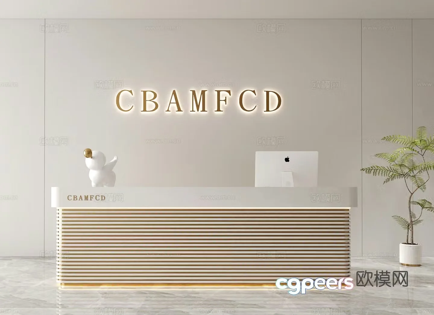 Modern front desk company front desk beauty salon front desk hotel front desk image background wall 3d model