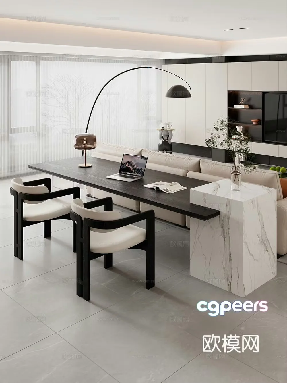 Current horizontal hall table tea table big table desk computer desk simple desk 3D model