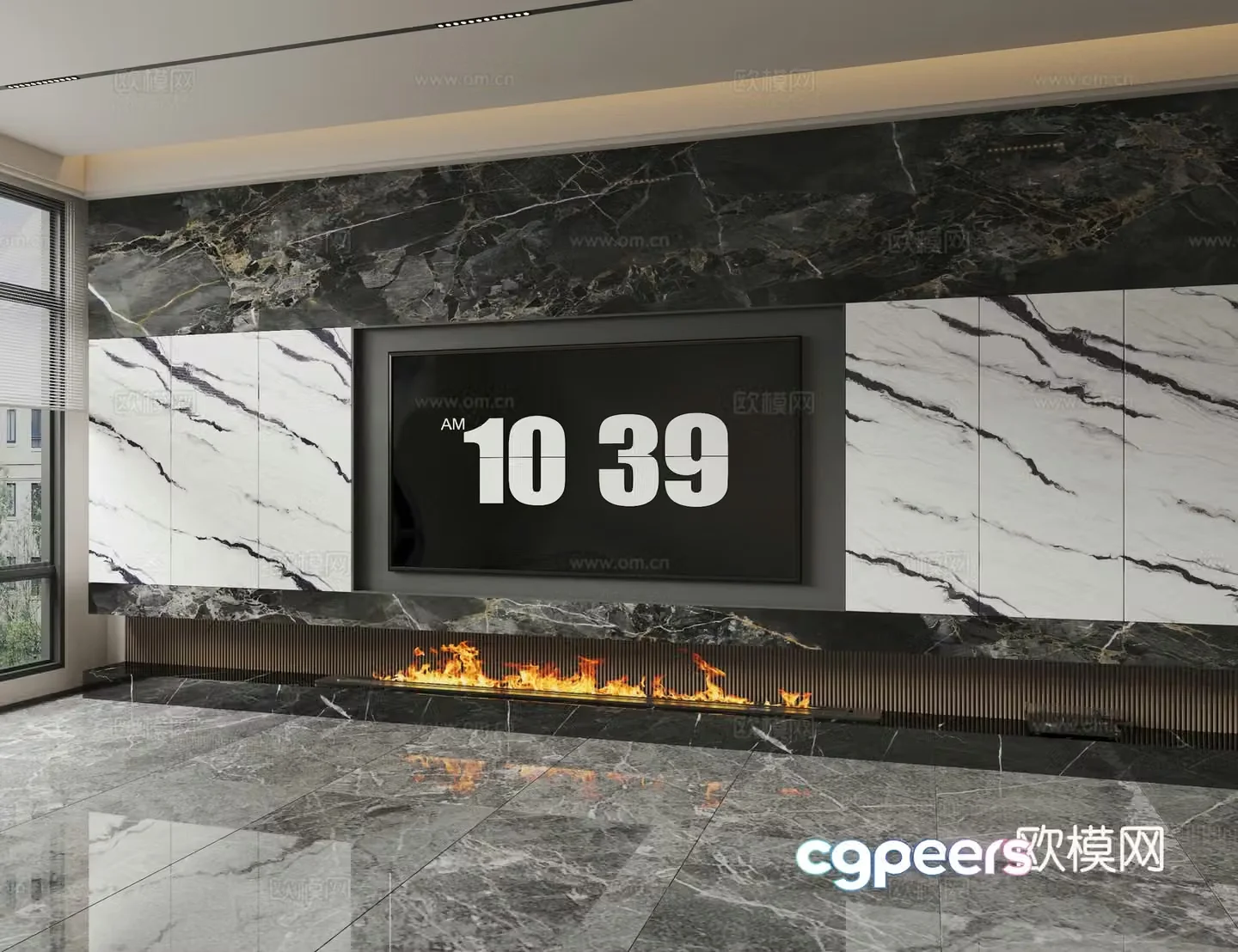 3d model of TV background wall