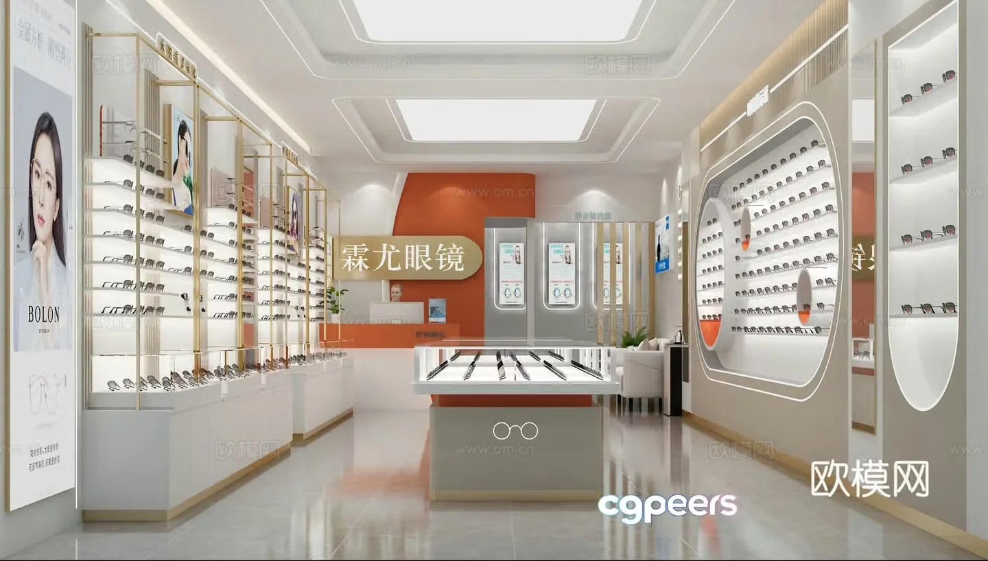 Modern eyewear store 3D model 3D model