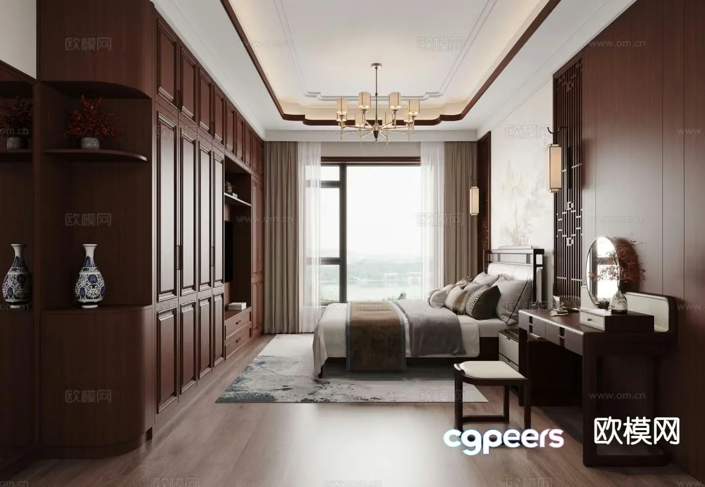 New Chinese style bedroom master bedroom 3d model