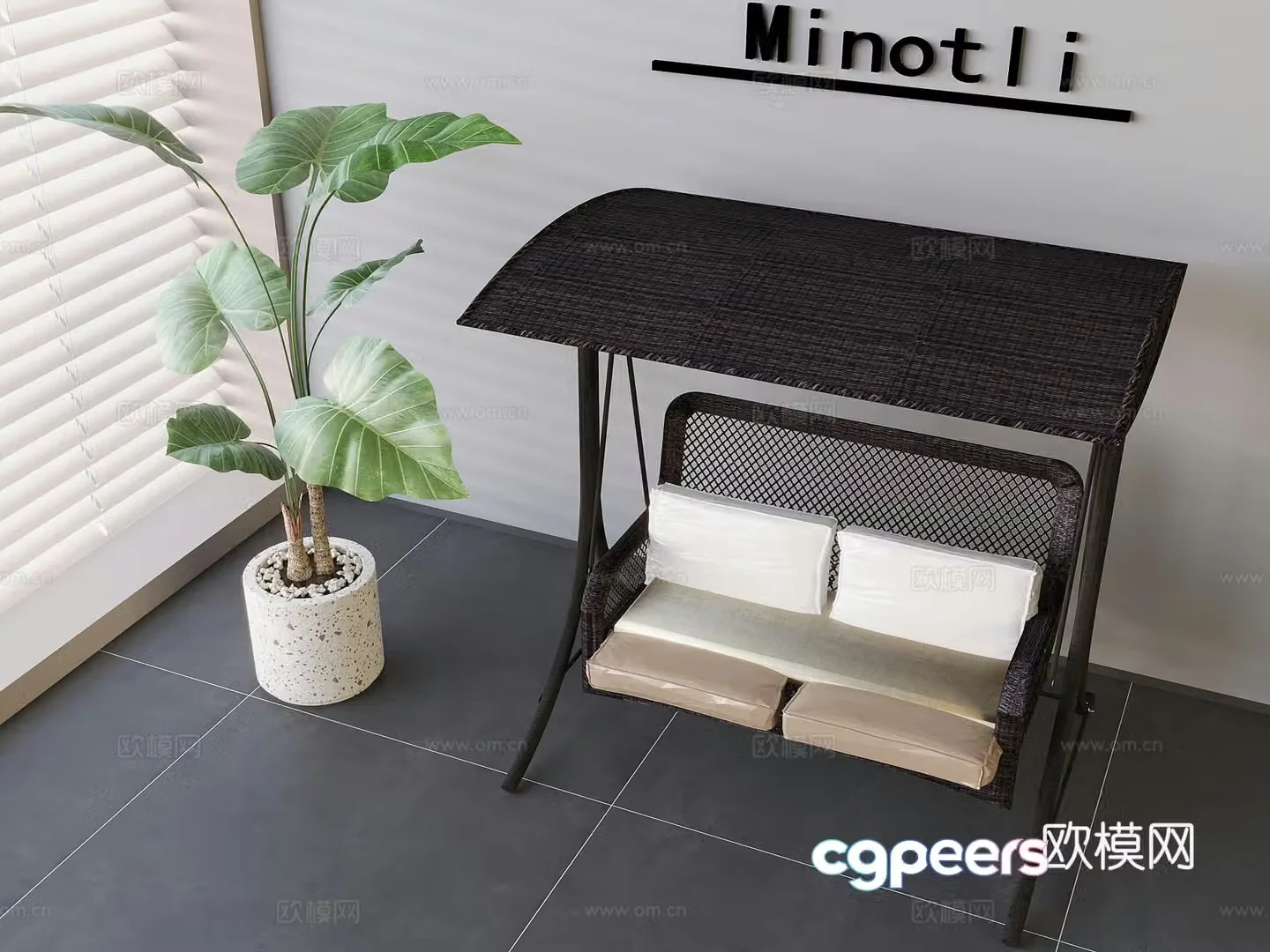 Italian hanging chair swing chair 3d model