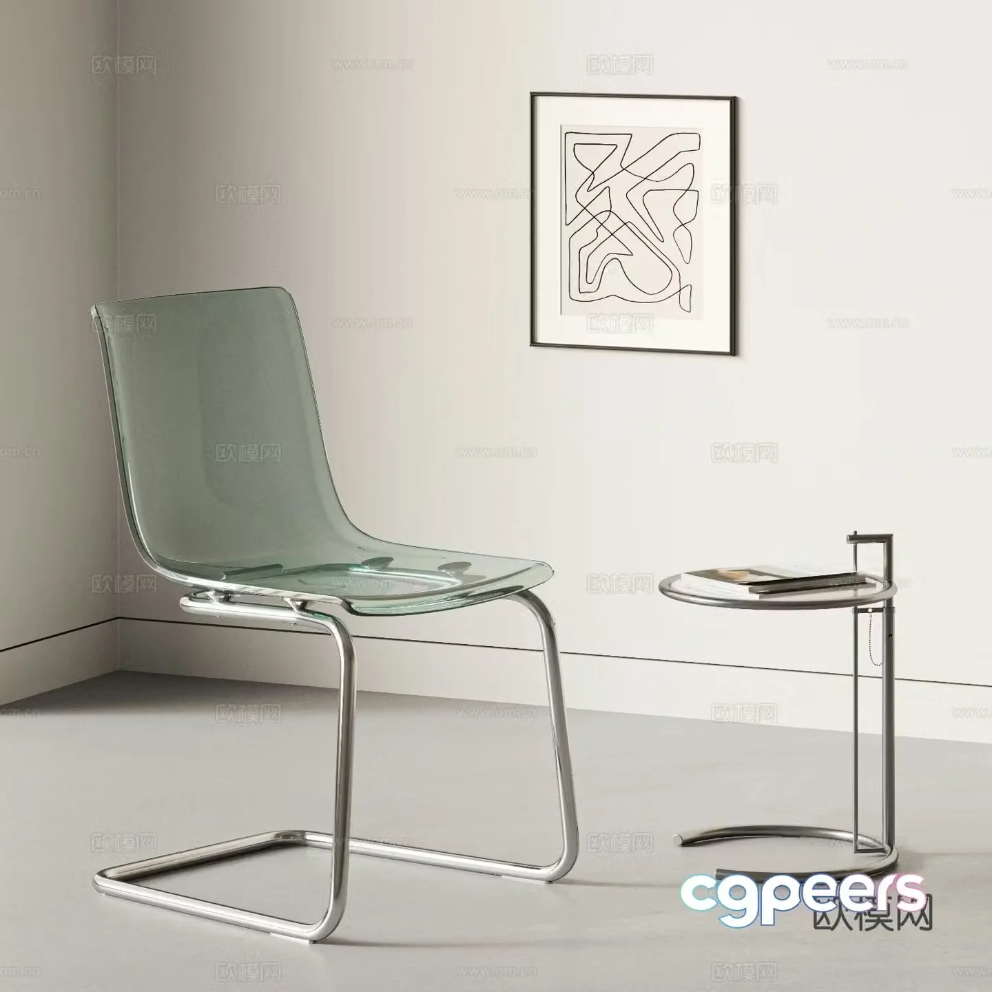 IKEA single chair dining chair acrylic chair transparent single chair 3d model