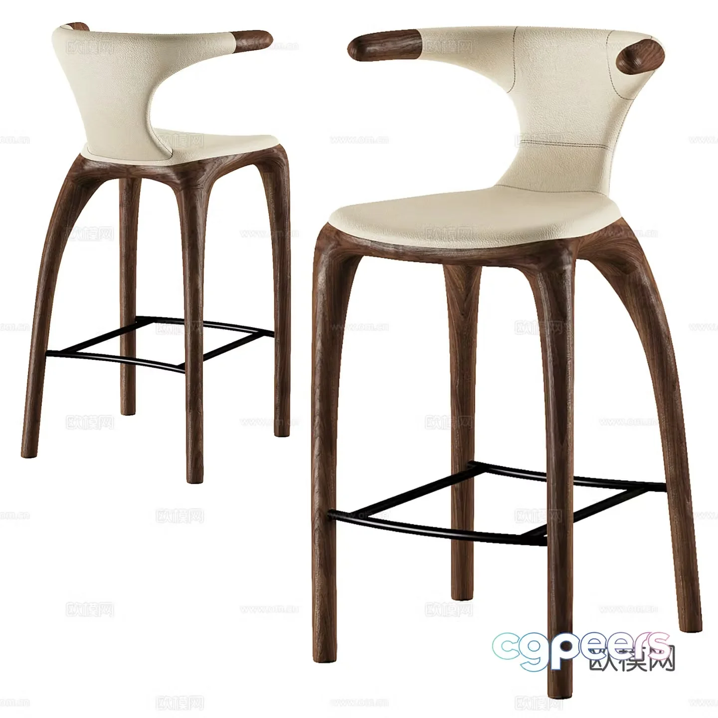 Modern light luxury bar chair 3D model