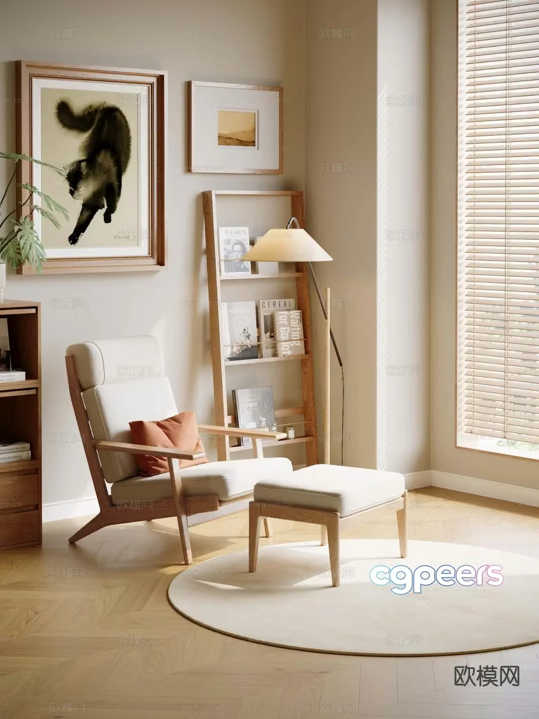 Log style chair leisure chair 3d model