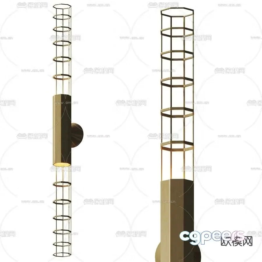 baxter modern metal round wall light 3d model