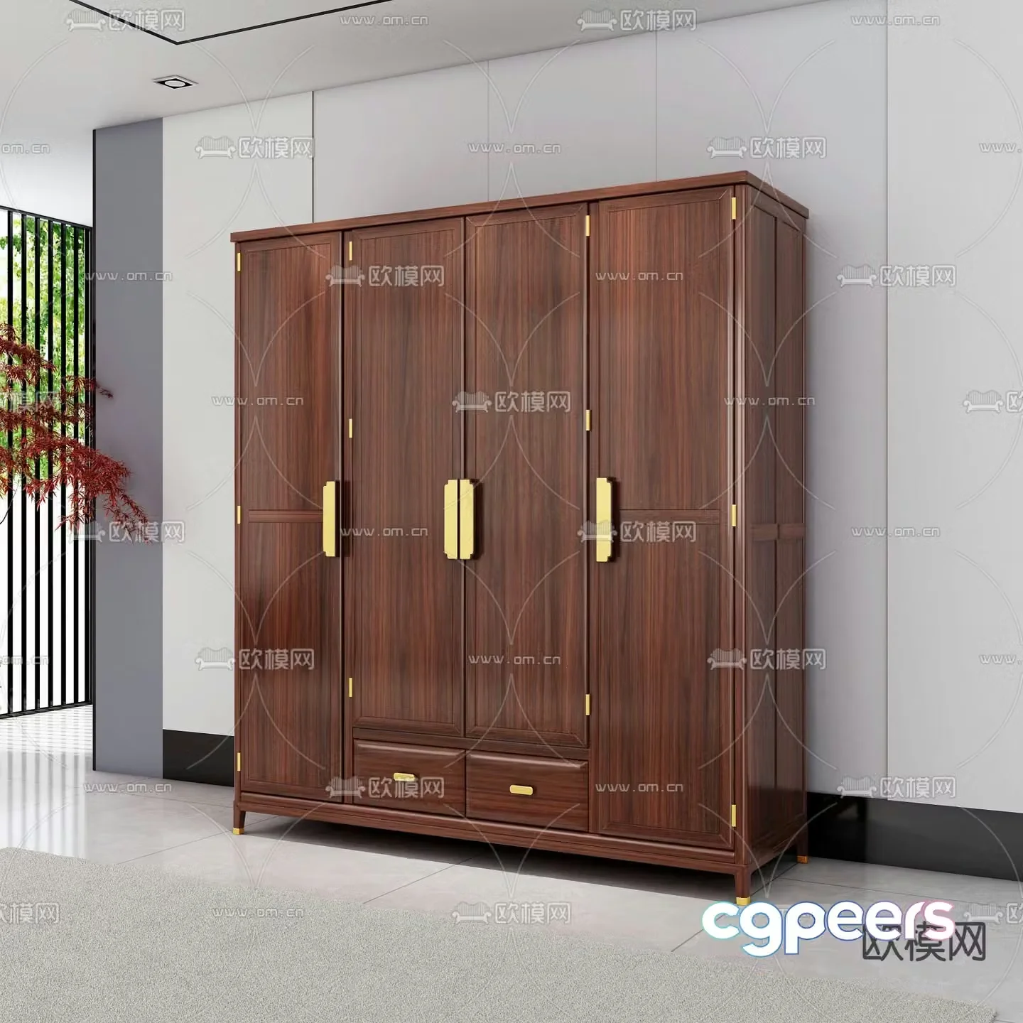 Chinese style wardrobe wardrobe 3d model