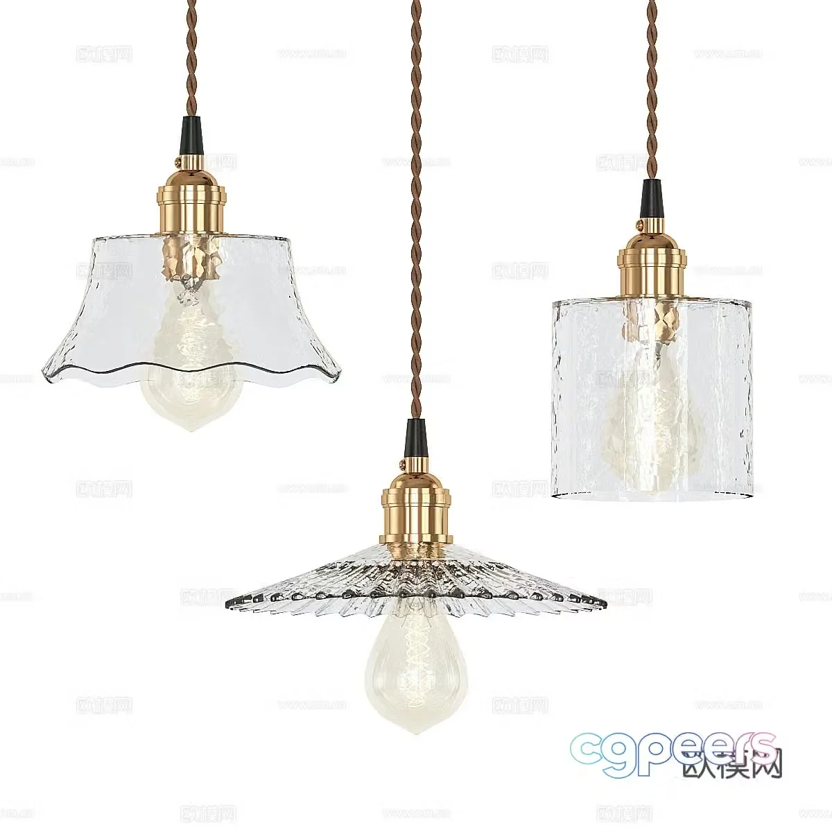 Modern light luxury decorative hanging line light 3d model