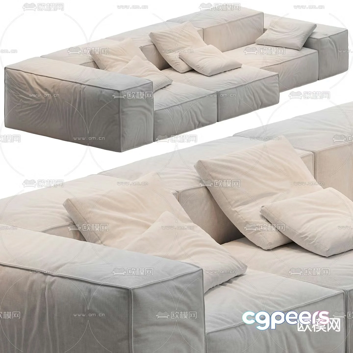 Living Divani modern leather sofa 3d model