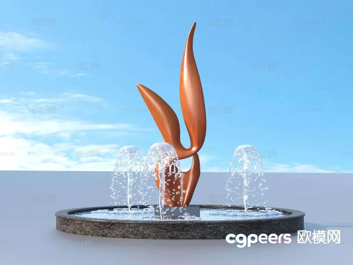 urban sculpture waterscape landscape sculpture 3d model