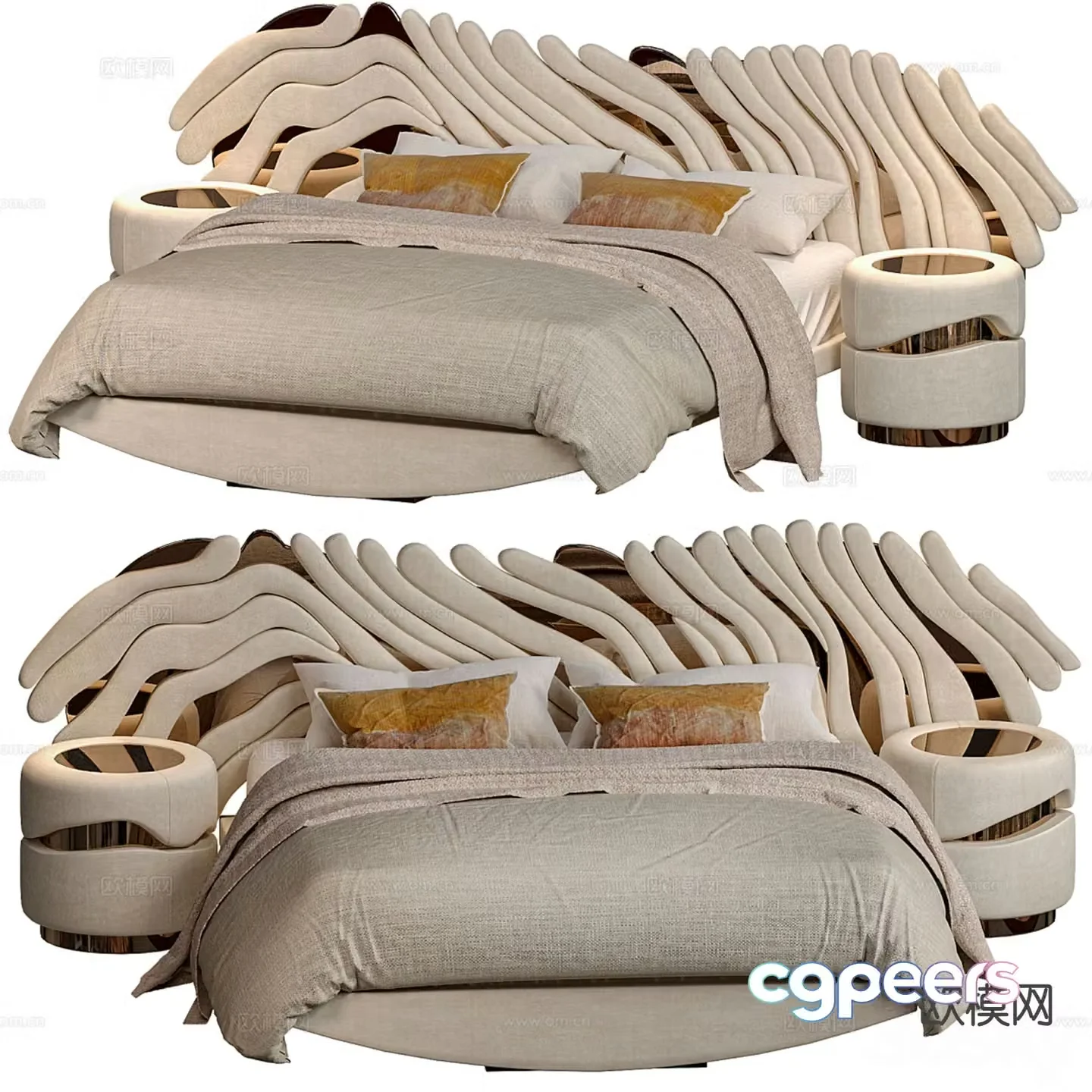 Douro modern double bed 3d model