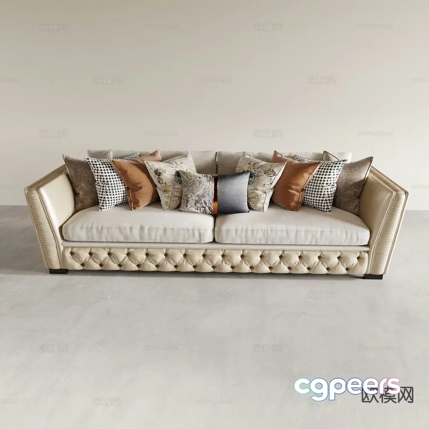 Simple European double sofa 3d model