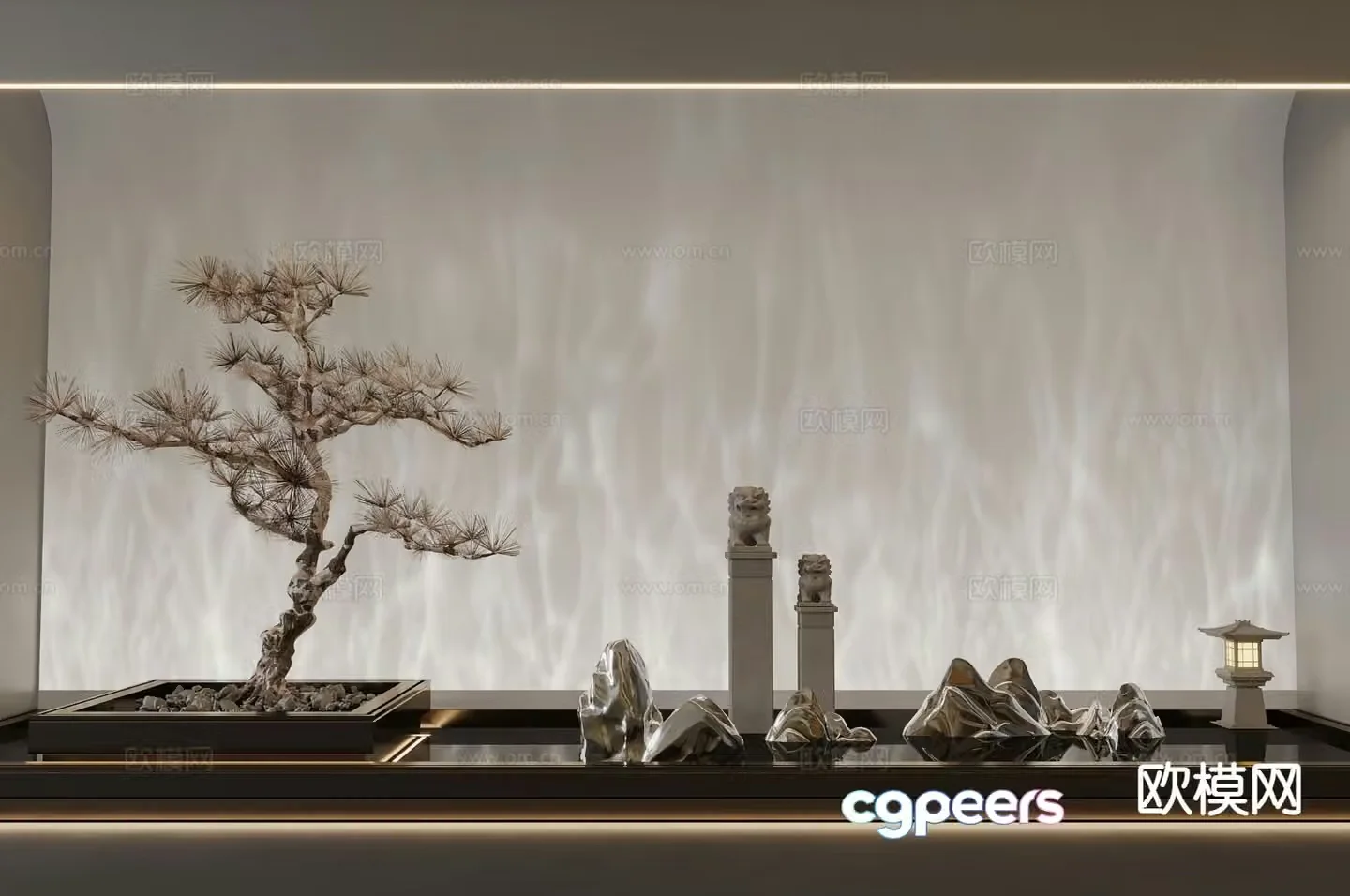 New Chinese style courtyard landscape 3D model