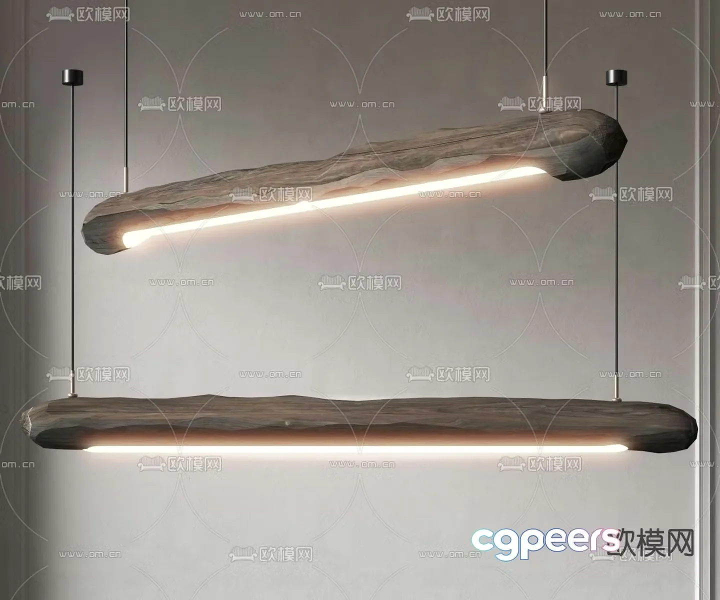 Wabi-sabi style chandelier 3d model