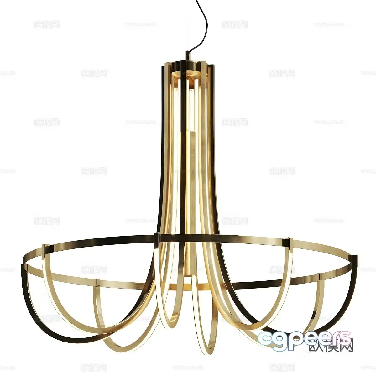 New Chinese style light luxury decorative chandelier 3D model