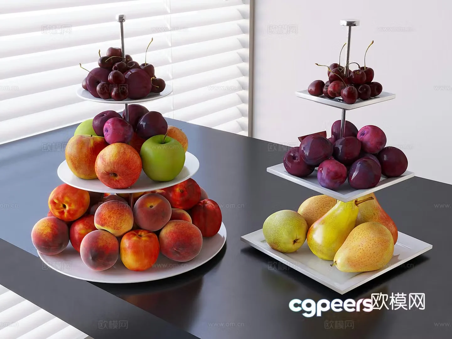 Fruit Apple Peach Cherry Pear Fruit Disk 3D model