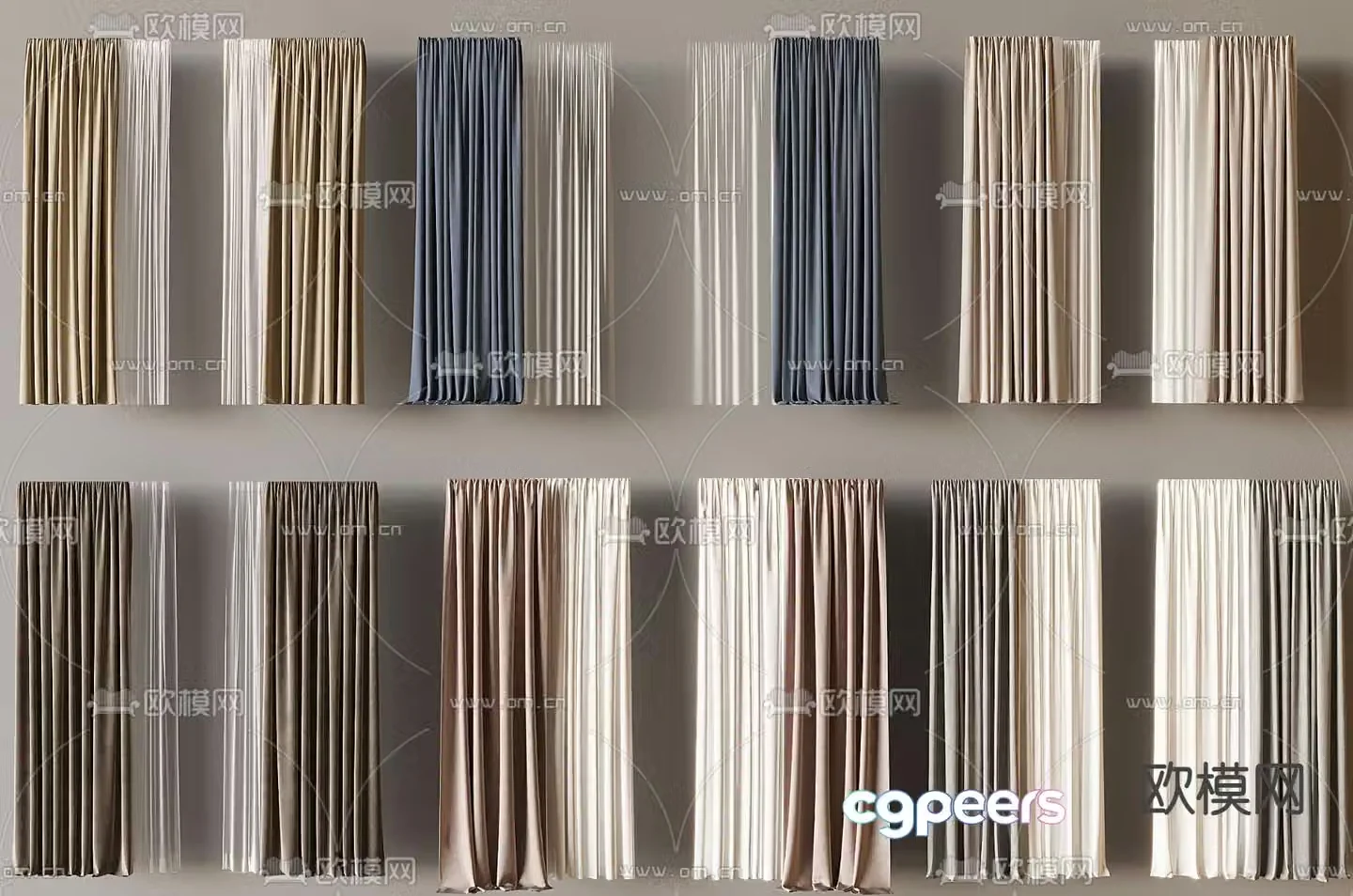 Plain curtain gauze 3d model