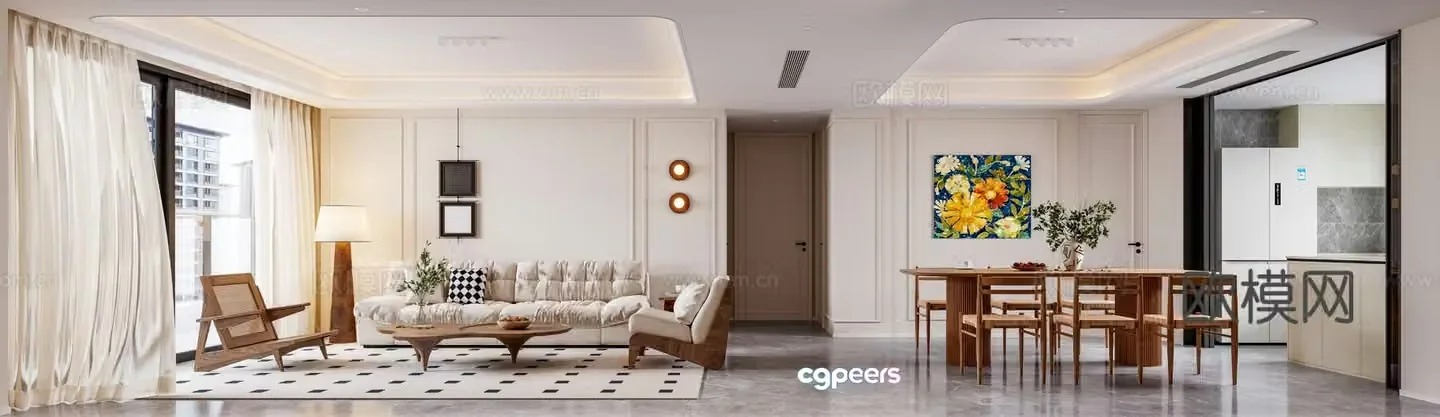 3D model of medieval style living room restaurant