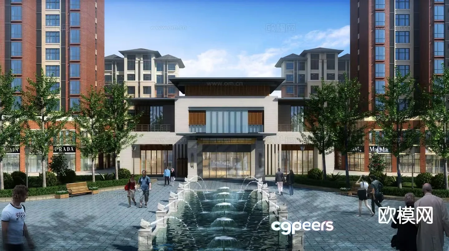 Community landscape residential landscape 3d model