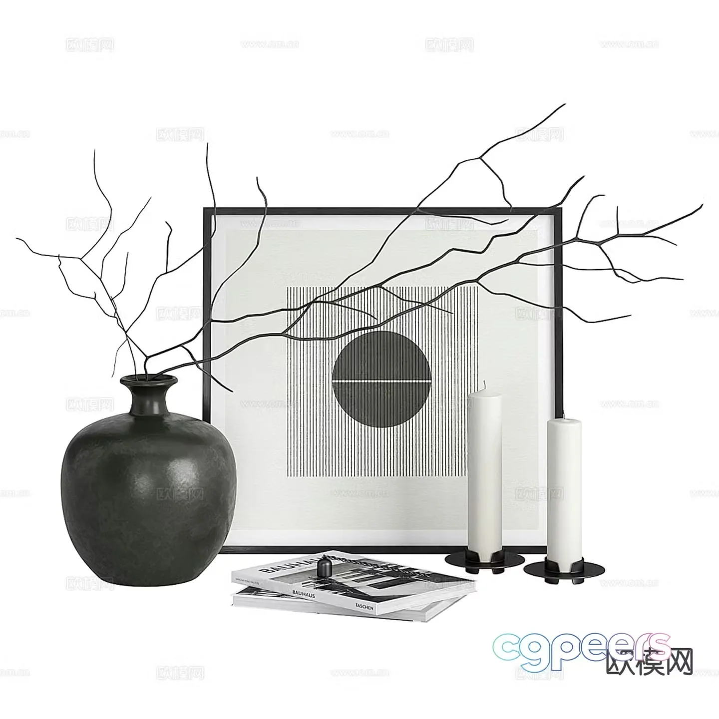 Modern decorative ornaments vase books 3d model