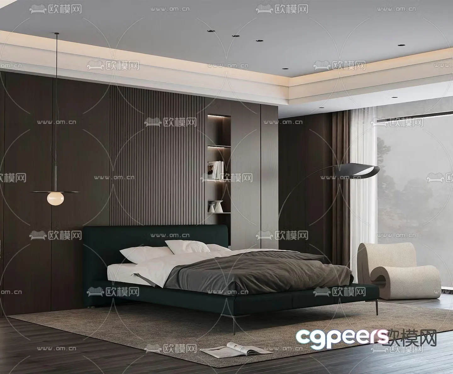 Italian double bed 3d model