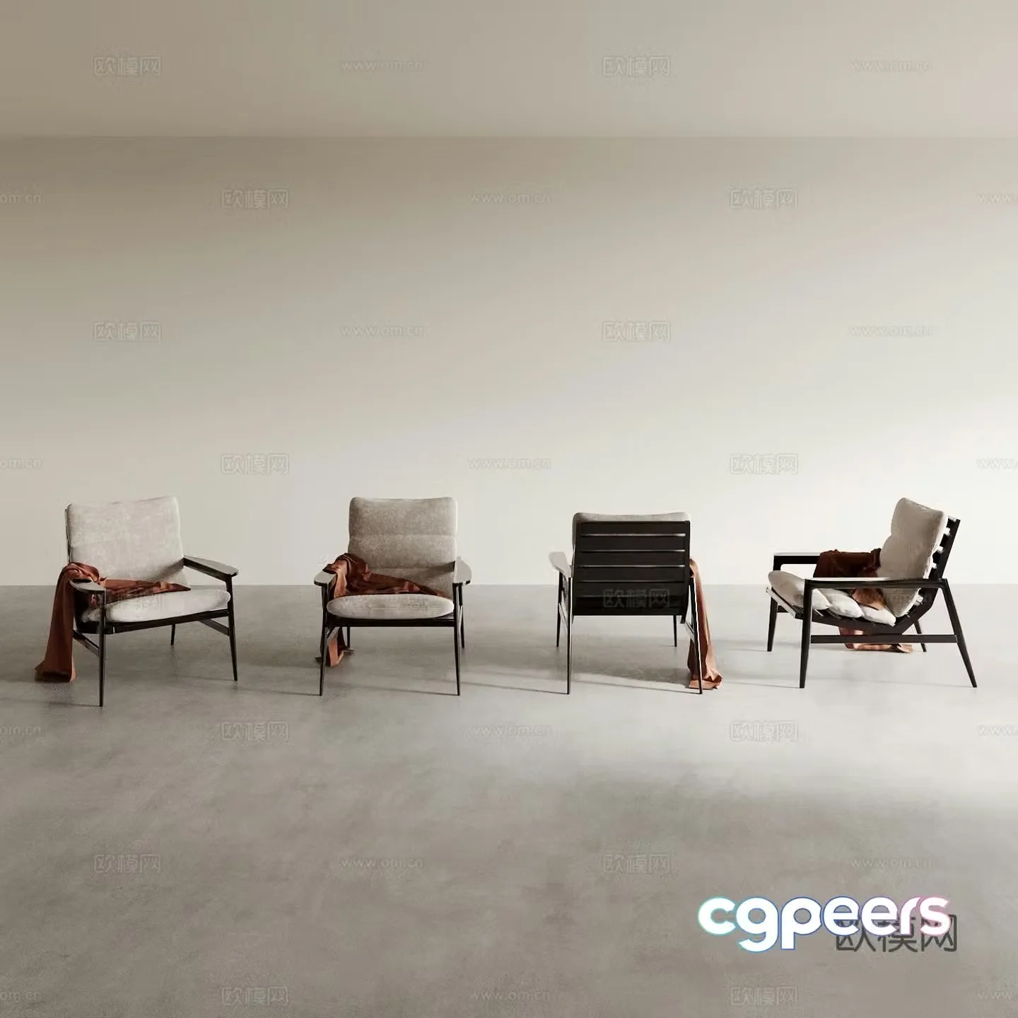 Modern dining chair tea chair leisure chair 3d model