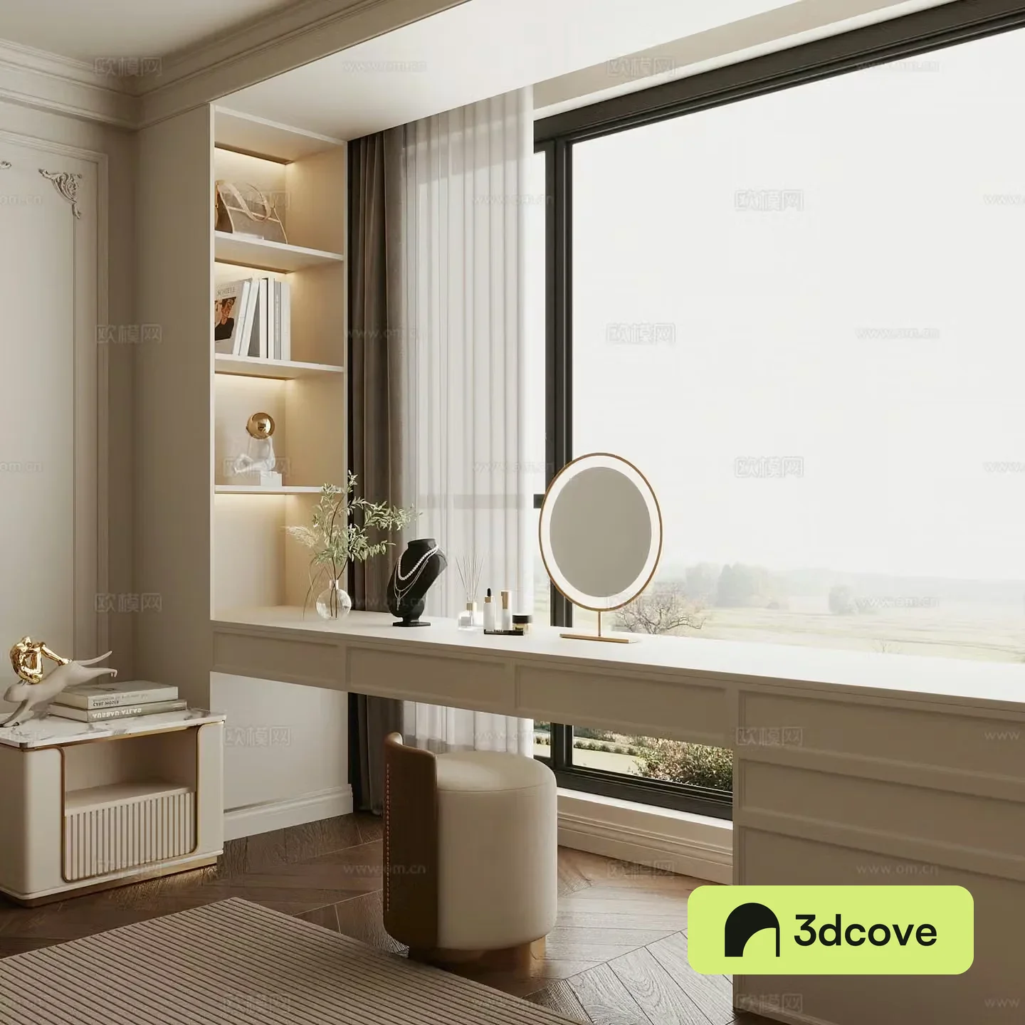 Bath window French desk bookcase