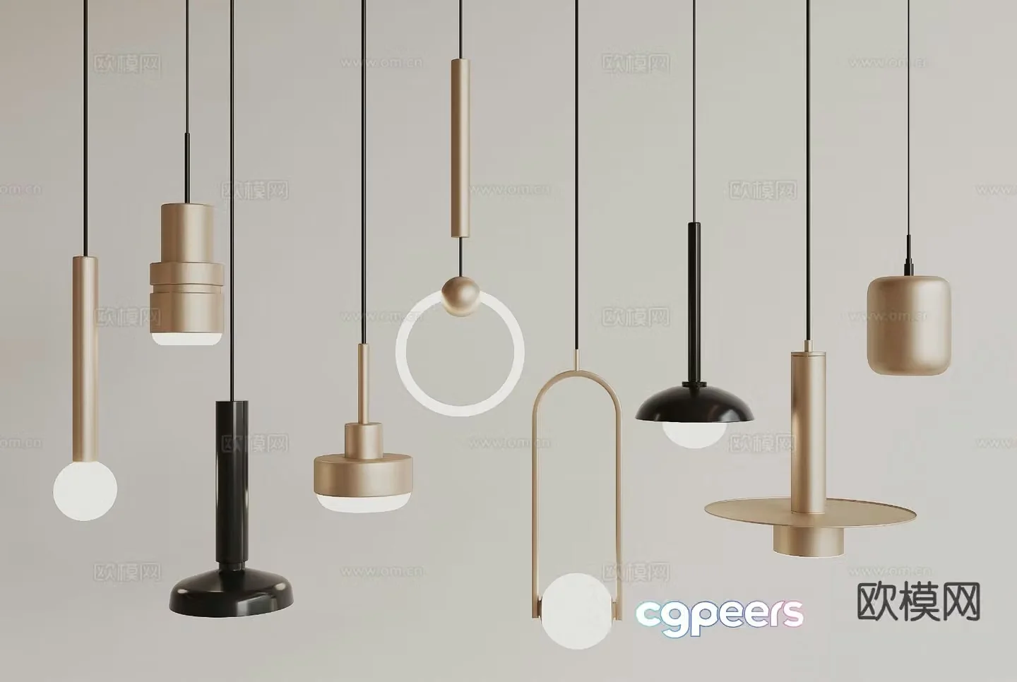 Light luxury bedside small chandelier 3D model
