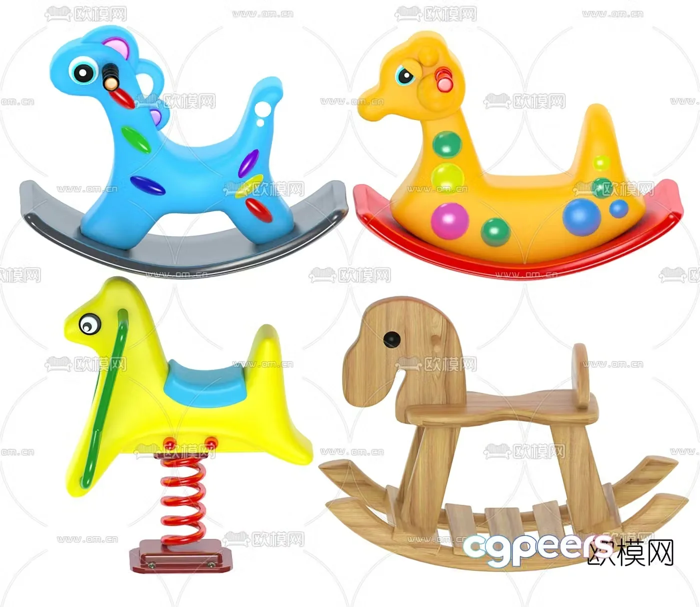 Modern children’s rocking horse toy 3d model
