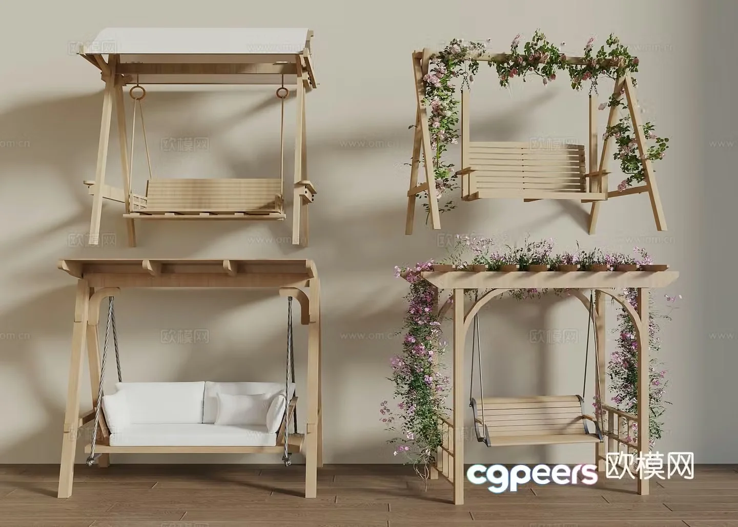Modern log wind swing chair swing garden swing chair hanging chair outdoor swing chair 3d model