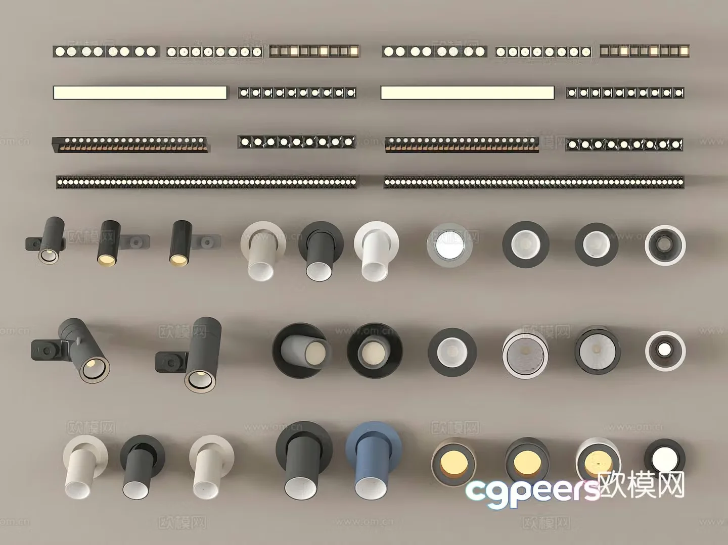 Spotlight Downlight Light Strip Track Light 3D Model
