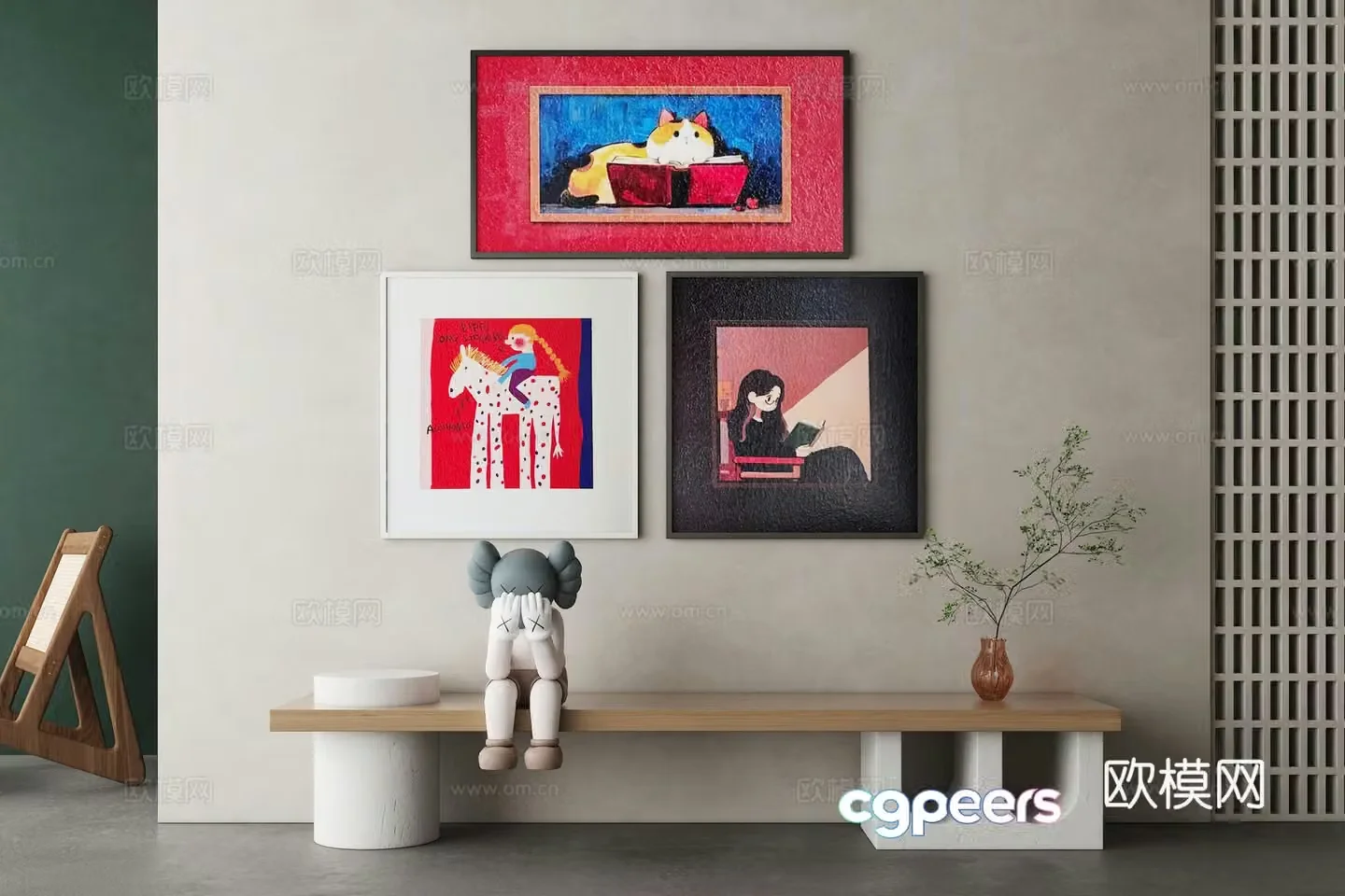 3D model of living and dining room children’s room decoration painting