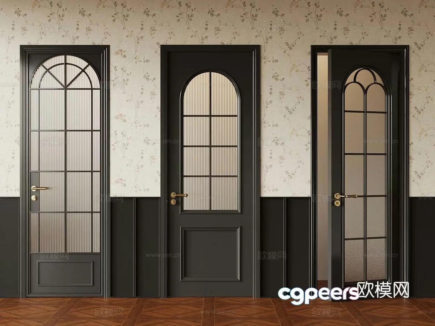 28 French single-opening door glass single-opening door 3D model