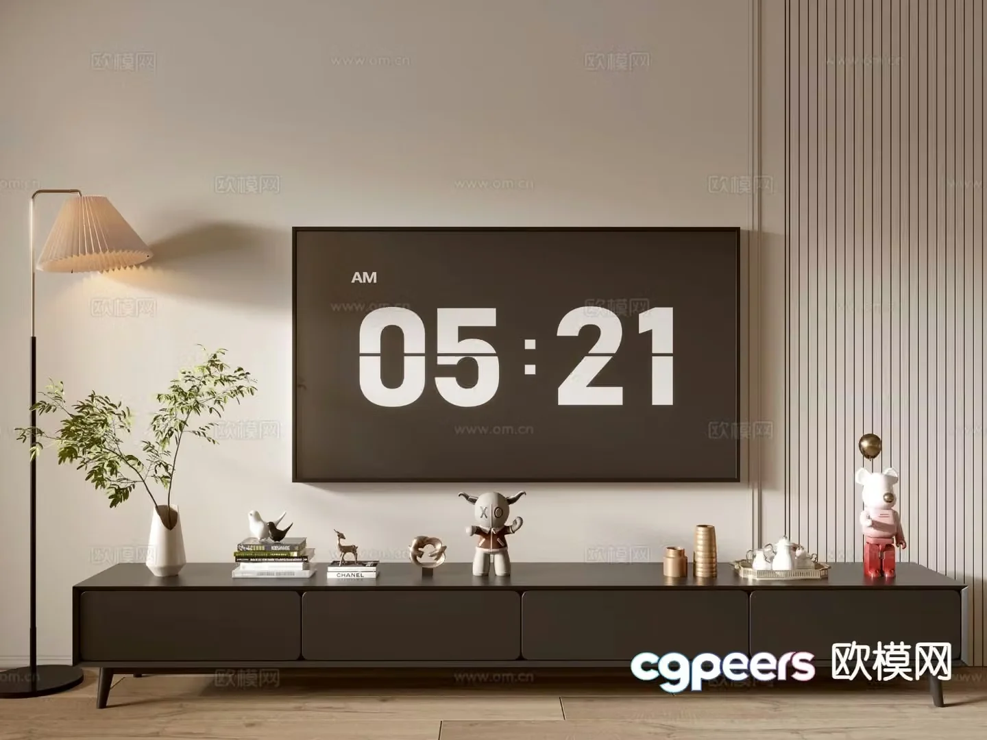 Modern black tv cabinet 3d model