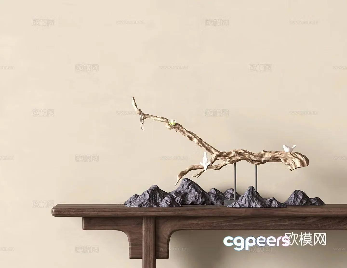 New Chinese Root Carving Stem and Branch Zen Ornaments Landscape Sketches Wooden Sculptures 3D Models